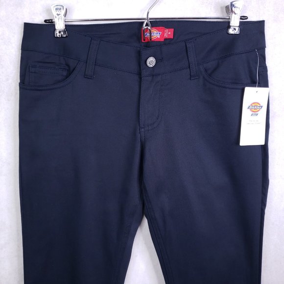 Dickies Girl Junior Navy Blue 5 Pocket Classic Skinny Low Rise Pants HH164 0-9 - Picture 3 of 10